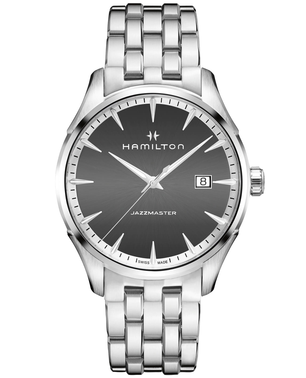 Hamilton Hamilton Jazzmaster Gent Quartz H32451181  H32451181 кварцевые мужские часы серый циферблат, браслет нержавеющая сталь — вид спереди