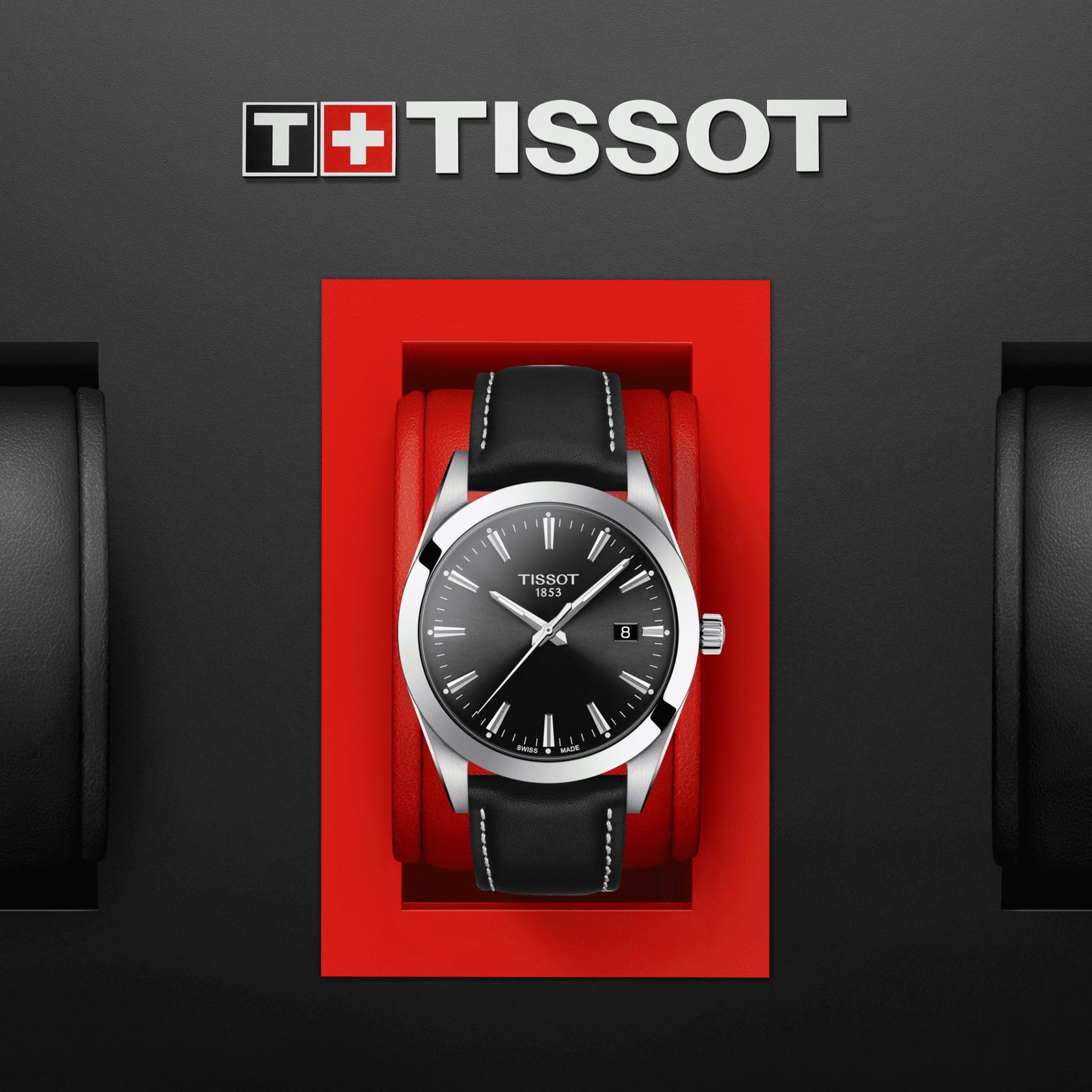 Tissot Tissot Gentleman T127.410.16.051.00 кварцевые мужские часы часы крупный план черный циферблата
