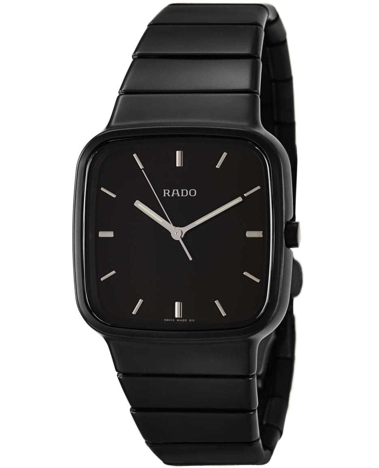 Rado Rado R5.5 R28888152  R28888152 кварцевые мужские часы черный циферблат, браслет высокотехнологичная плазменная керамика — вид спереди
