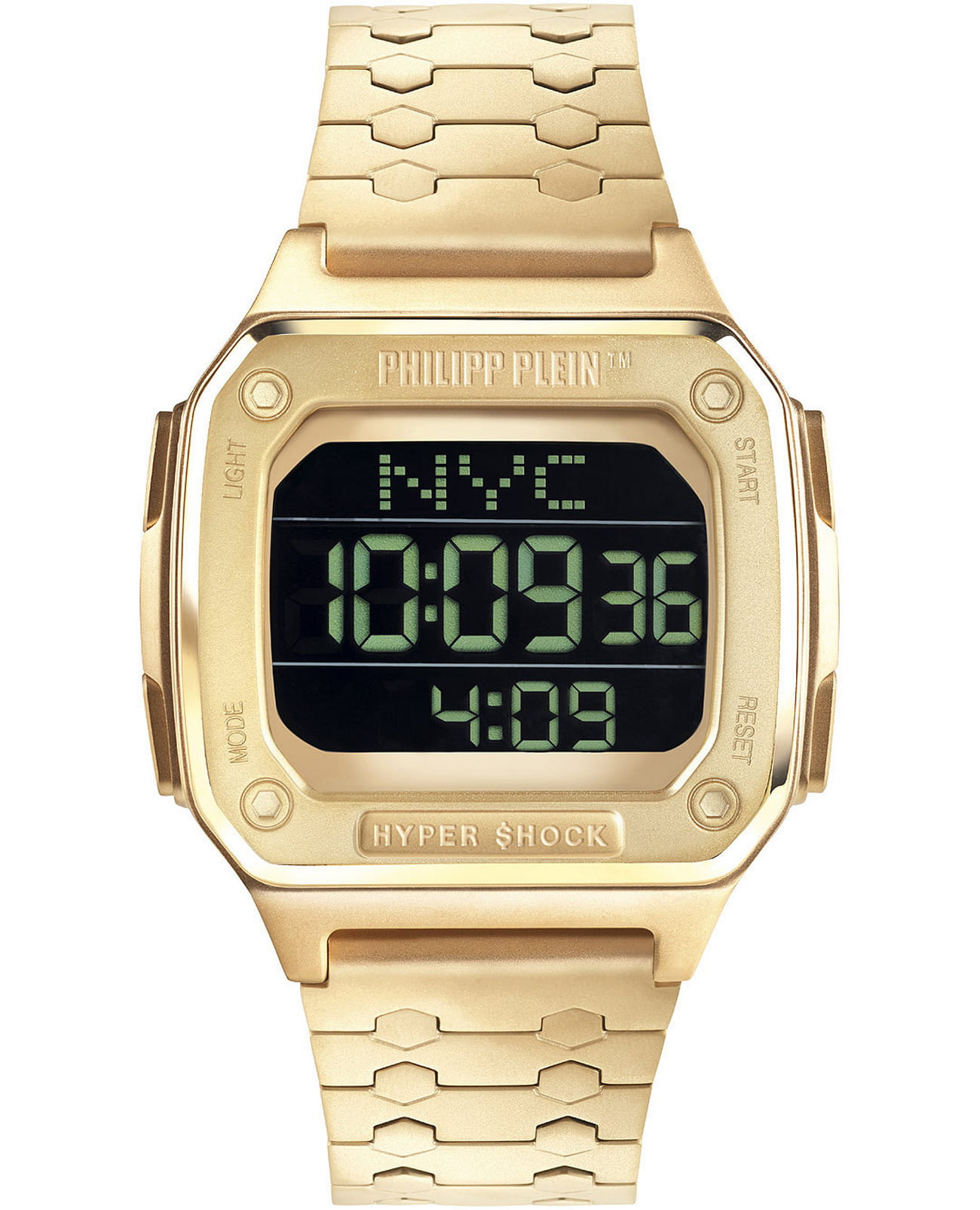 Philipp Plein Philipp Plein Hyper Shock PWHAA0621  PWHAA0621 кварцевые мужские часы черный циферблат, браслет нержавеющая сталь — вид спереди