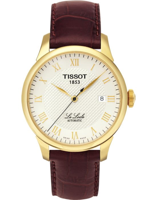 Tissot Tissot Le Locle Automatic T41.5.413.73 Le Locle Automatic T41541373 механические мужские часы белый циферблат, браслет кожаный — вид спереди