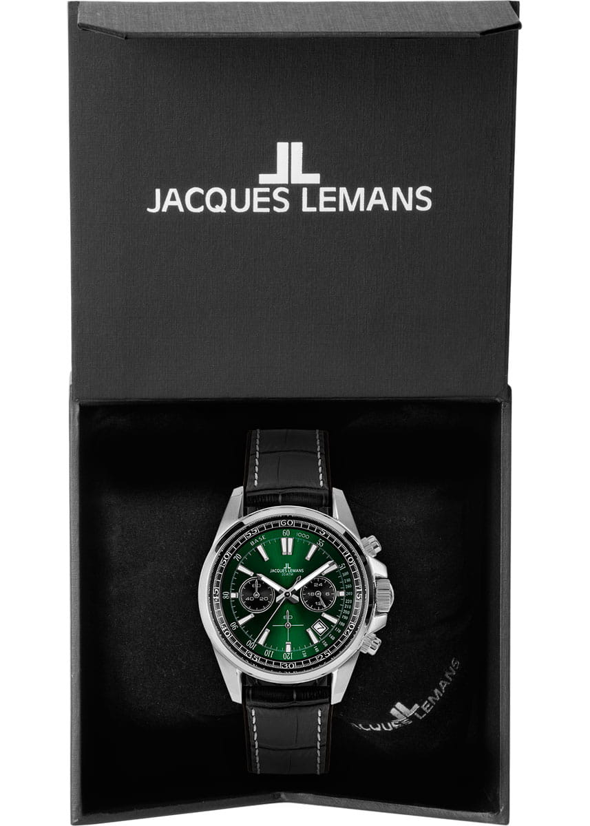 Jacques Lemans Jacques Lemans Liverpool 1-2117T кварцевые мужские часы часы крупный план зеленый циферблата