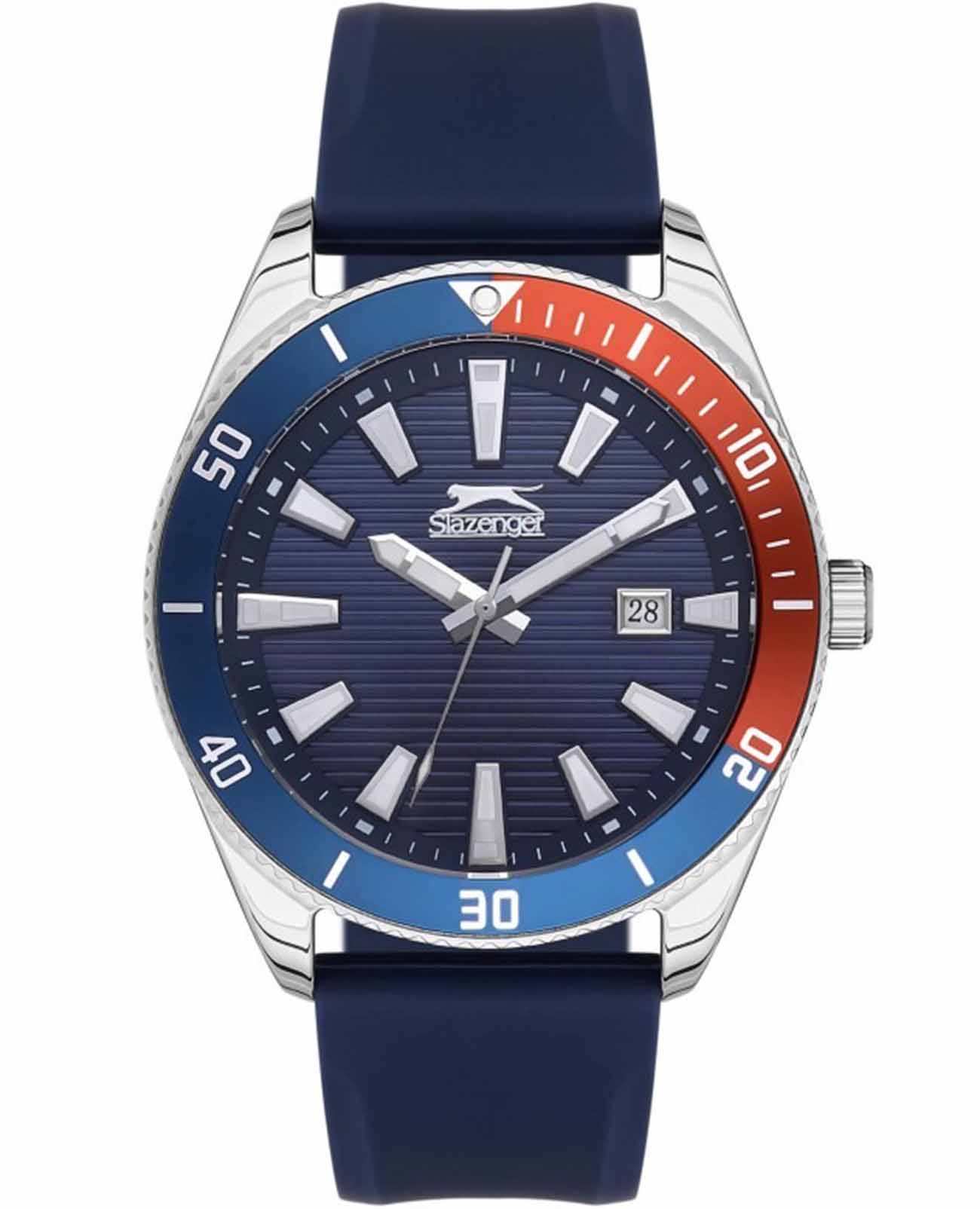 Slazenger Slazenger SL.09.2174.2.02  SL.09.2174.2.02 кварцевые мужские часы синий циферблат, браслет силикон — вид спереди