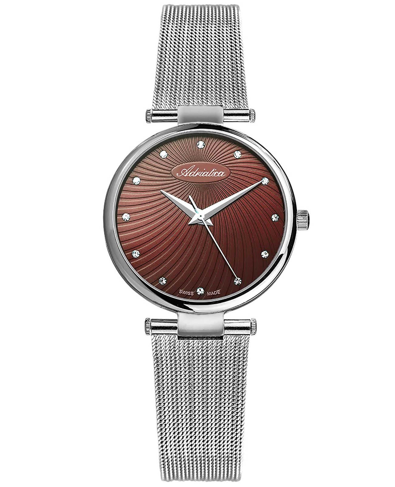 Adriatica Adriatica A3689.5146Q  A3689.5146Q кварцевые женские часы коричневый циферблат, браслет нержавеющая сталь — вид спереди
