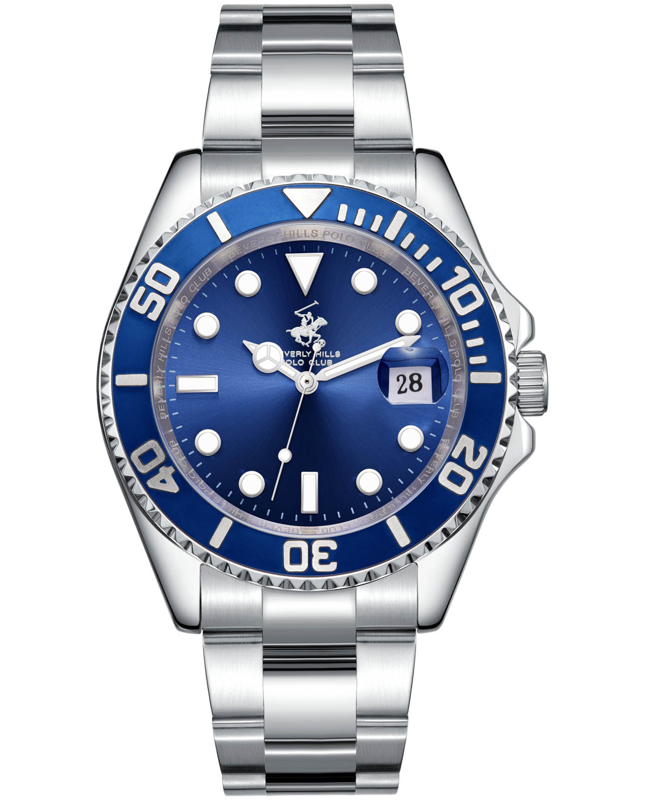 Beverly Hills Polo Club Beverly Hills Polo Club BP3797X.390  BP3797X.390 кварцевые мужские часы синий циферблат, браслет нержавеющая сталь — вид спереди