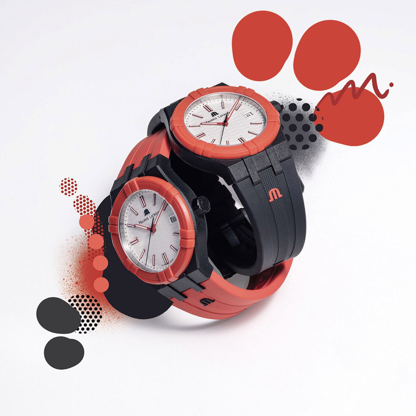 Maurice Lacroix Maurice Lacroix Aikon #Tide Black, Red and White AI2008-04010-400-J кварцевые мужские часы часы крупный план белый циферблата