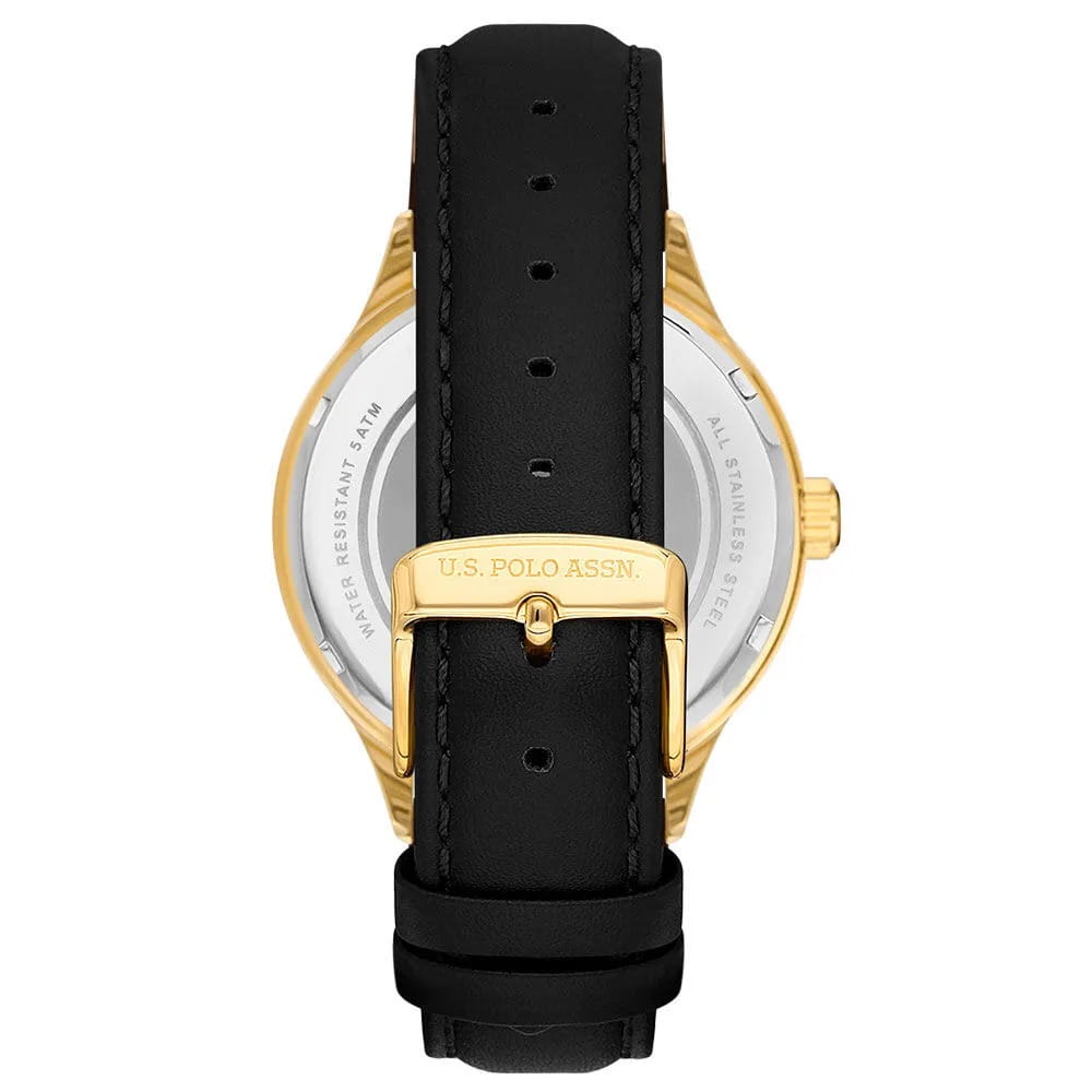 U.S. Polo Assn. U.S. Polo Assn. Fundamental USPA1069-07,  сша мужские часы на браслете кожаный боковой вид