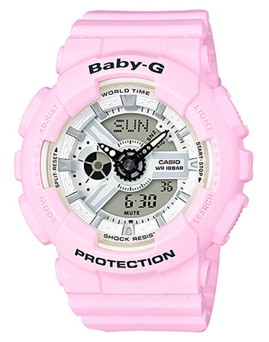 Casio Casio Baby-G BA-110BE-4A  BA-110BE-4ADR кварцевые женские часы розовый циферблат, браслет пластик — вид спереди