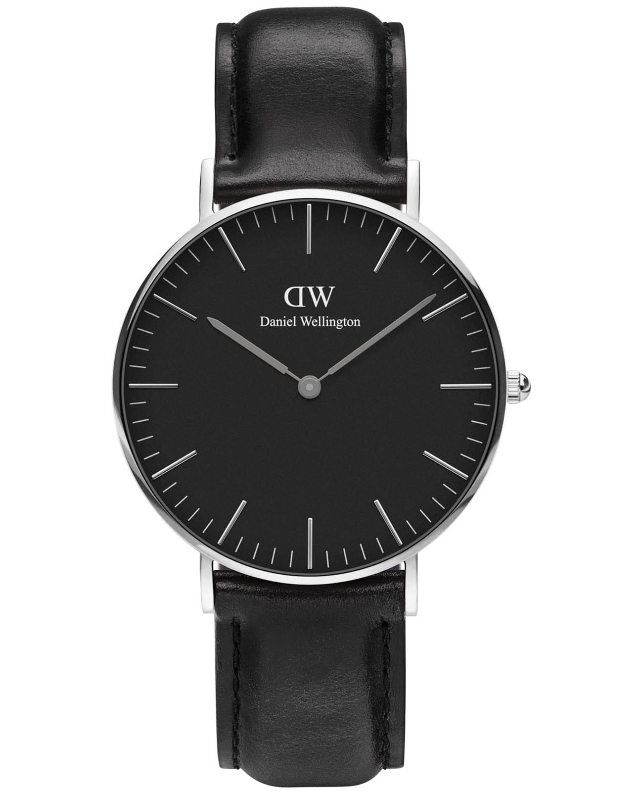 Daniel Wellington Daniel Wellington Classic Black Sheffeld DW00100145  DW00100145 кварцевые женские часы черный циферблат, браслет кожаный — вид спереди