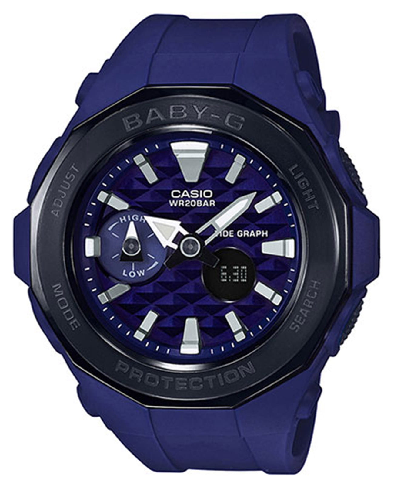 Casio Casio Baby-G BGA-225G-2A  BGA-225G-2A кварцевые женские часы синий циферблат, браслет пластик — вид спереди