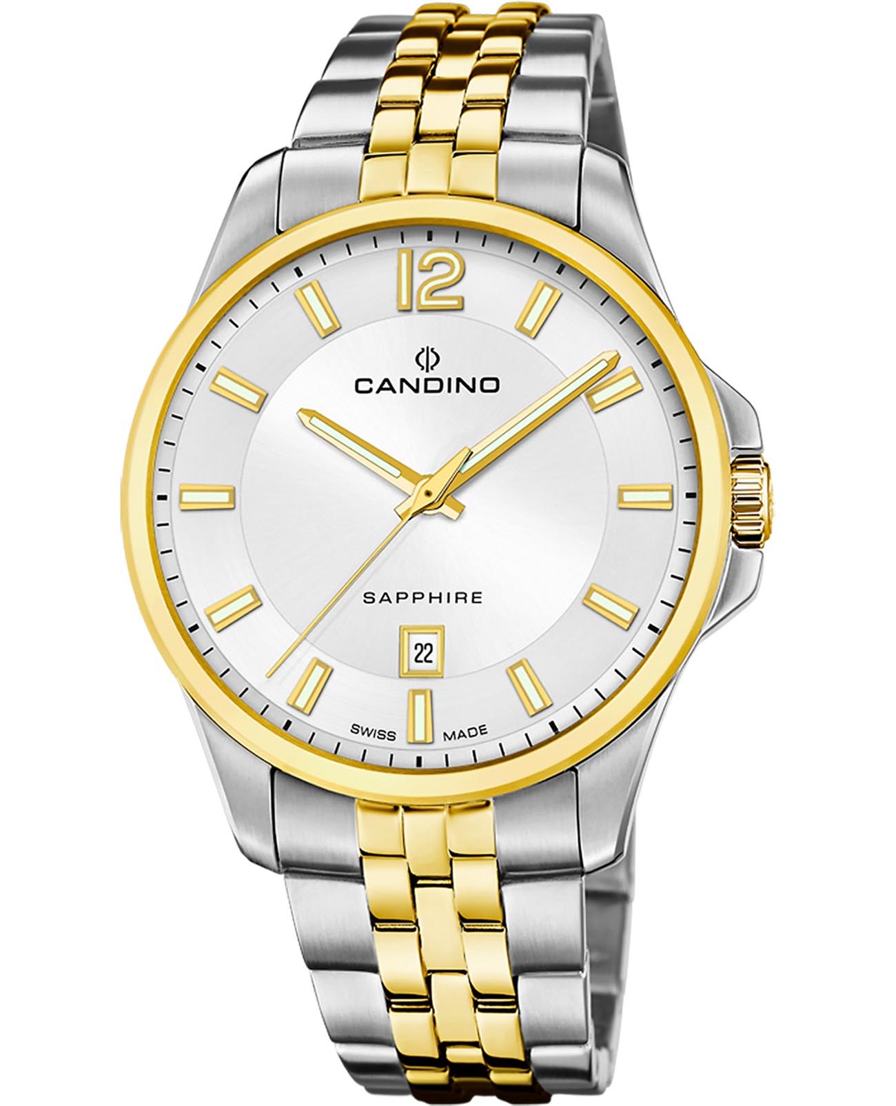 Candino Candino Gents Classic C4765/1  C4765/1 кварцевые мужские часы серебристый циферблат, браслет нержавеющая сталь с pvd-покрытием — вид спереди