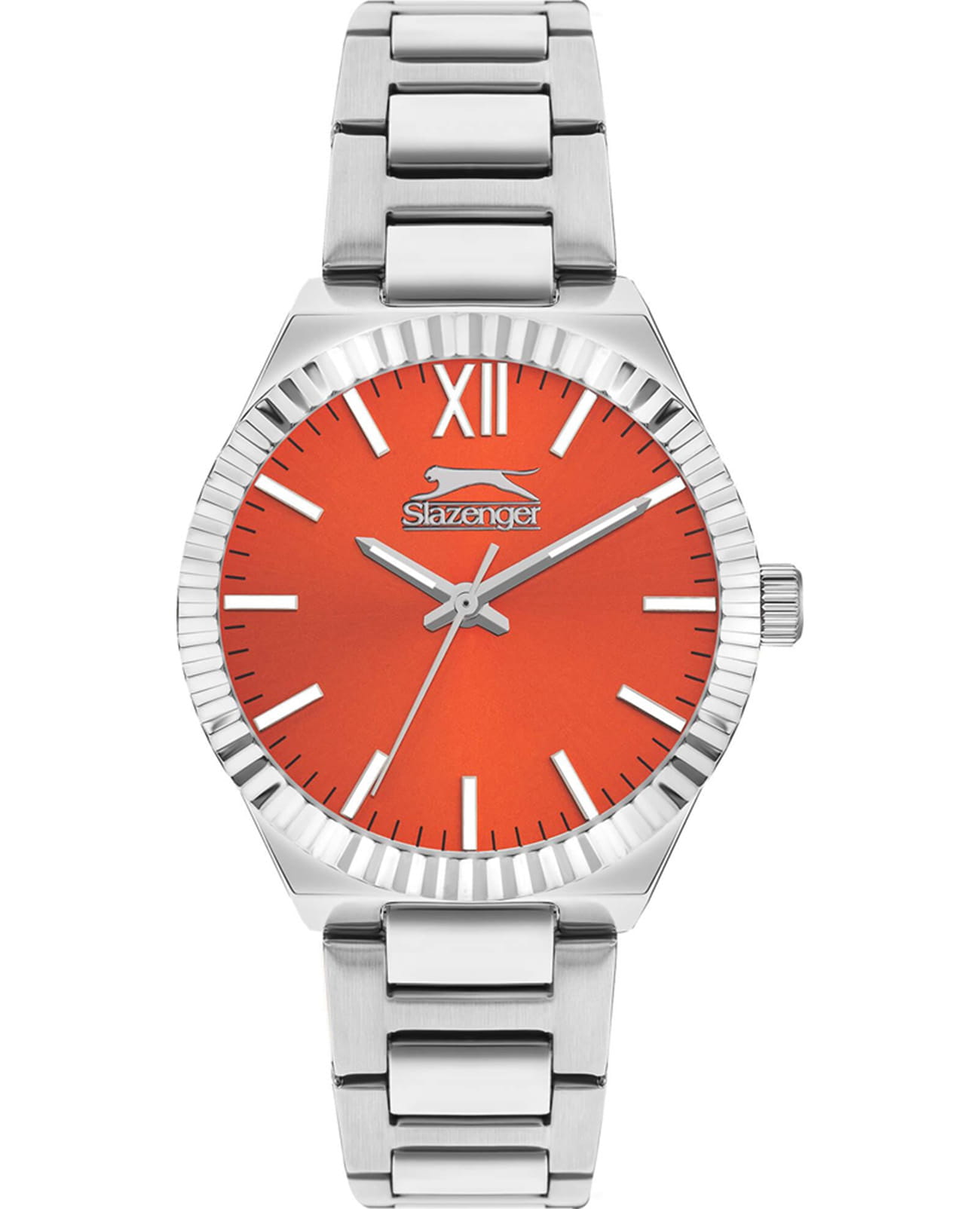 Slazenger Slazenger SL.09.2304.3.01  SL.09.2304.3.01 кварцевые женские часы оранжевый циферблат, браслет суперметалл — вид спереди
