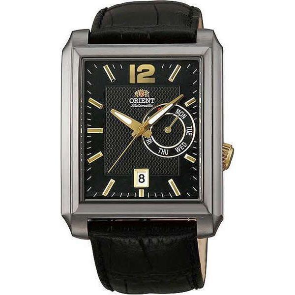 Orient Orient ESAE005B (FESAE005B)  FESAE005B механические мужские часы черный циферблат, браслет кожа + текстиль — вид спереди