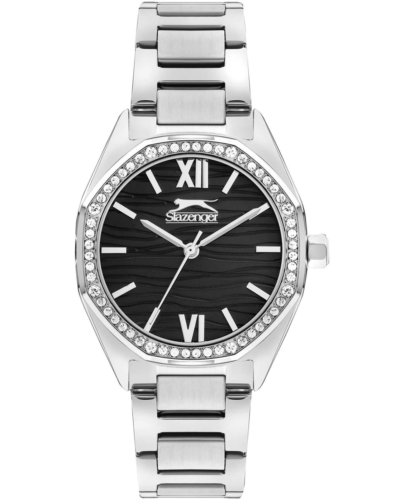 Slazenger Slazenger SL.09.2301.3.04  SL.09.2301.3.04 кварцевые женские часы черный циферблат, браслет суперметалл — вид спереди